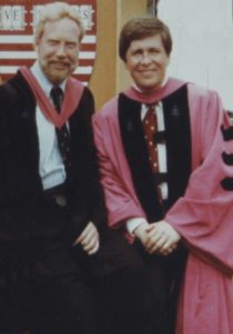 Smith with Professor Vernon Howard at the 1984 Harvard Commencement